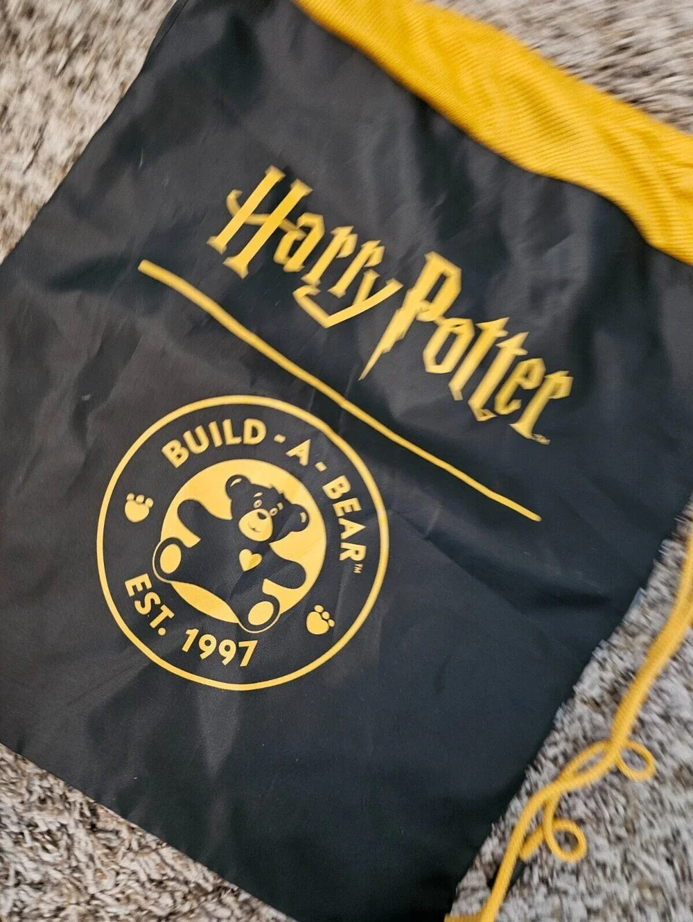 Build-a-Bear Workshop Harry Potter Drawstring Bag Plush Backpack Yellow Black